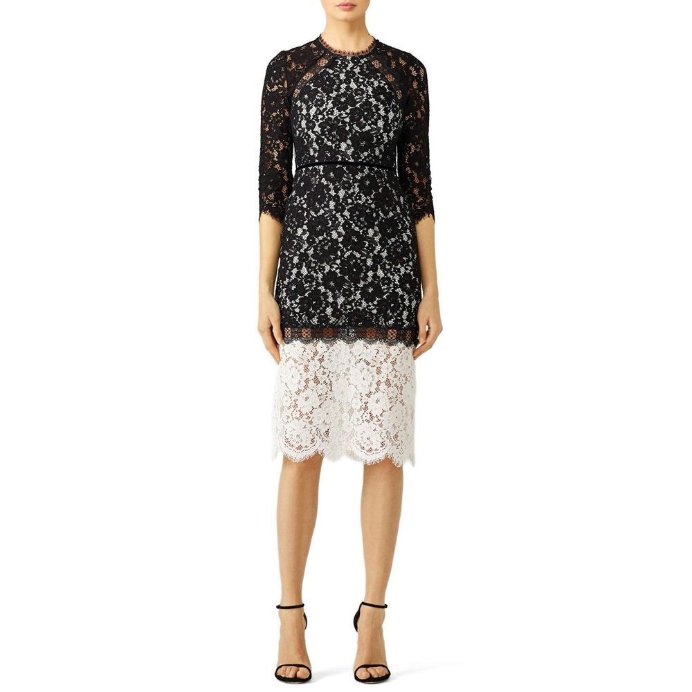Alexis Whitney Two Tone Lace Dress in Black White Size Small